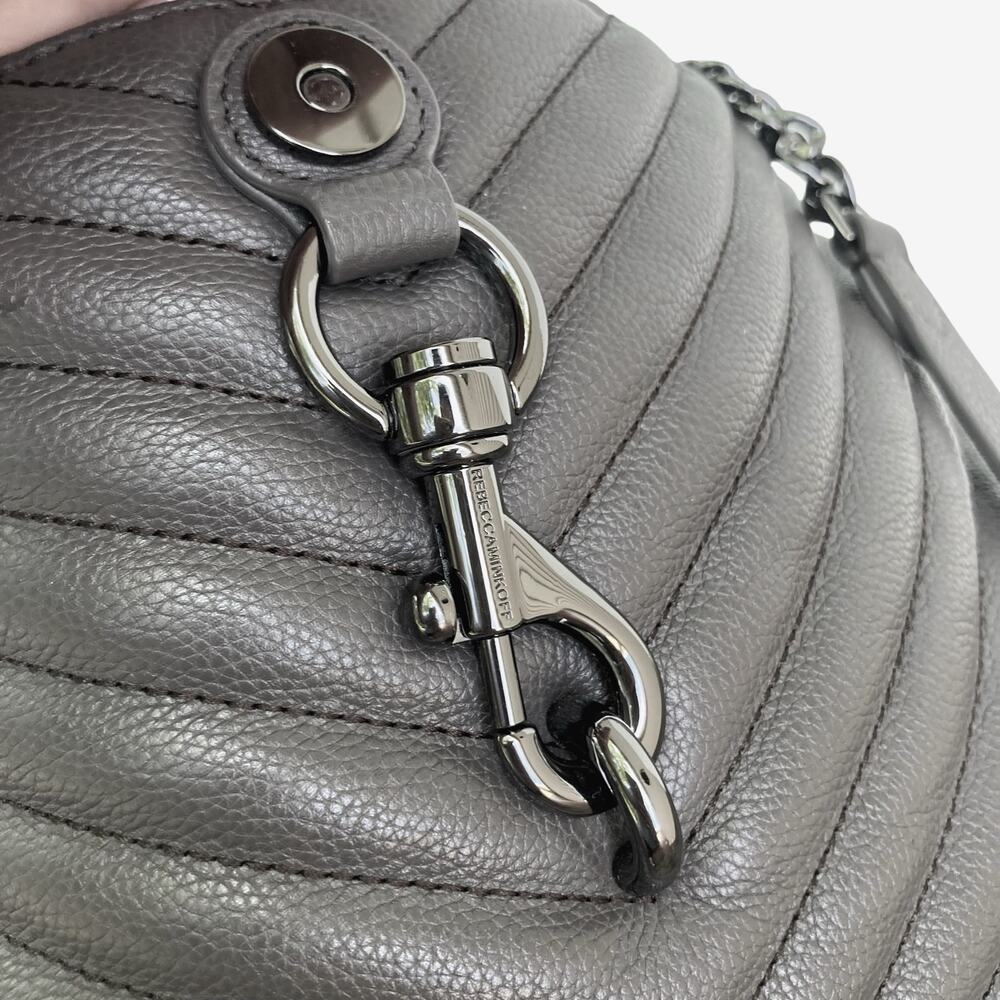 Rebecca Minkoff Edie Charcoal Quilted Leather Shoulder Bag  Convertible Satchel - Picture 12 of 16